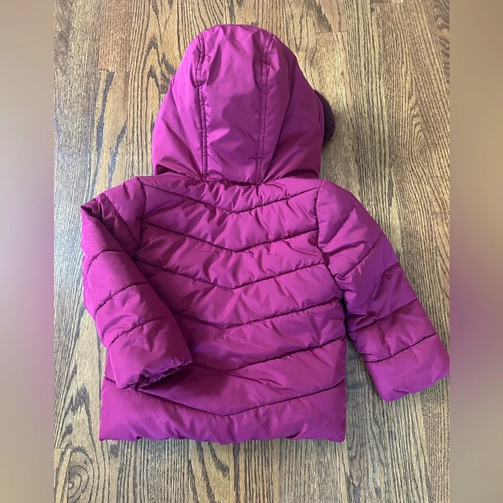 The Children’s Place Pink Puffer Jacket Faux Fur Hooded Winter Coat Toddler 3T